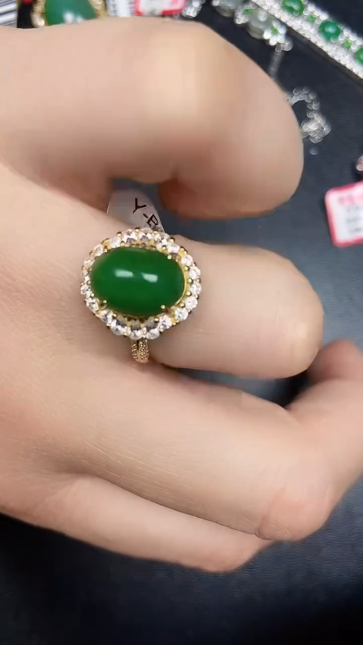 银S925镶嵌戒指翡翠9700
