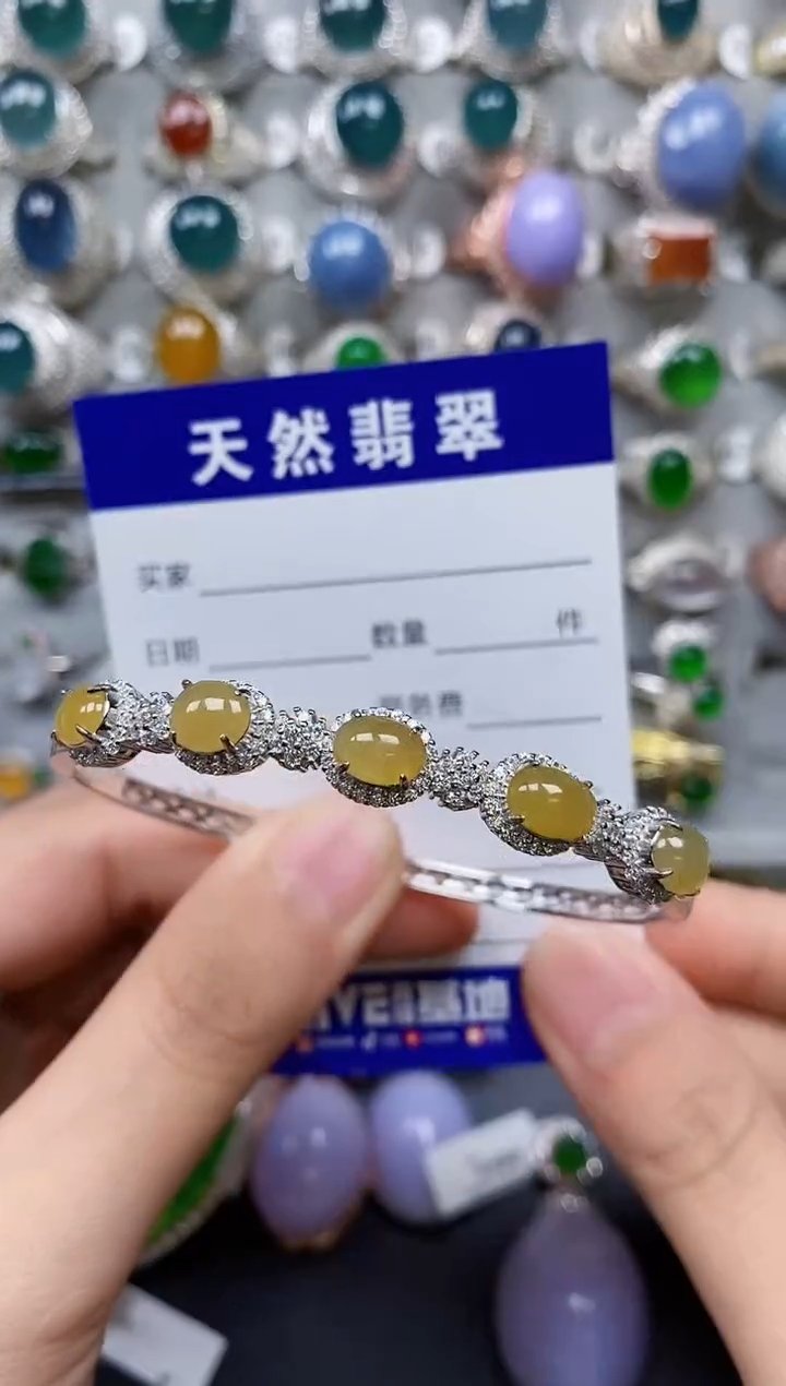 【闪购商品】翡翠手镯银S925镶嵌0266