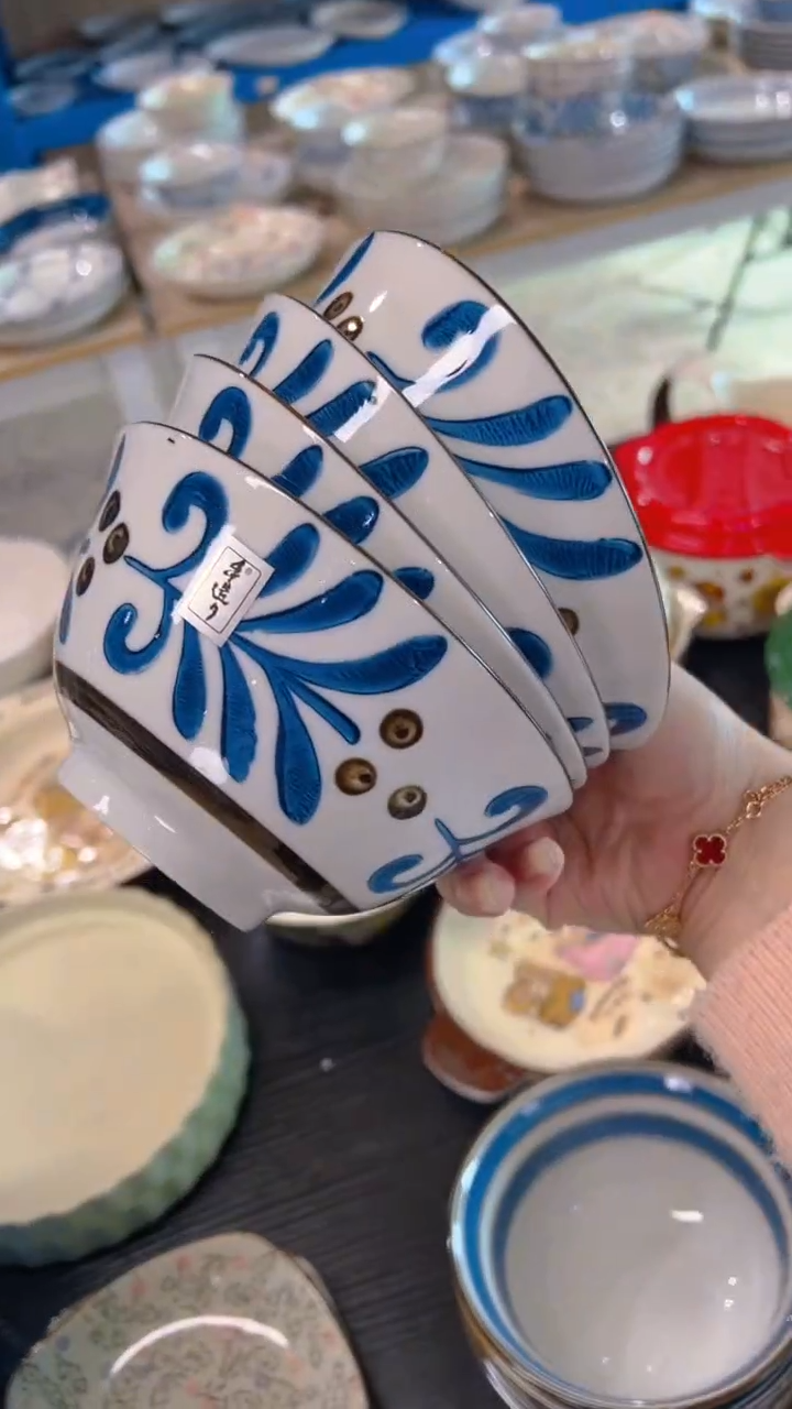 陶瓷微瑕繁花5寸饭碗4个装