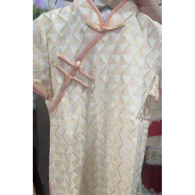 【菱形格粉色】国风系列女童旗袍 菱形格粉色