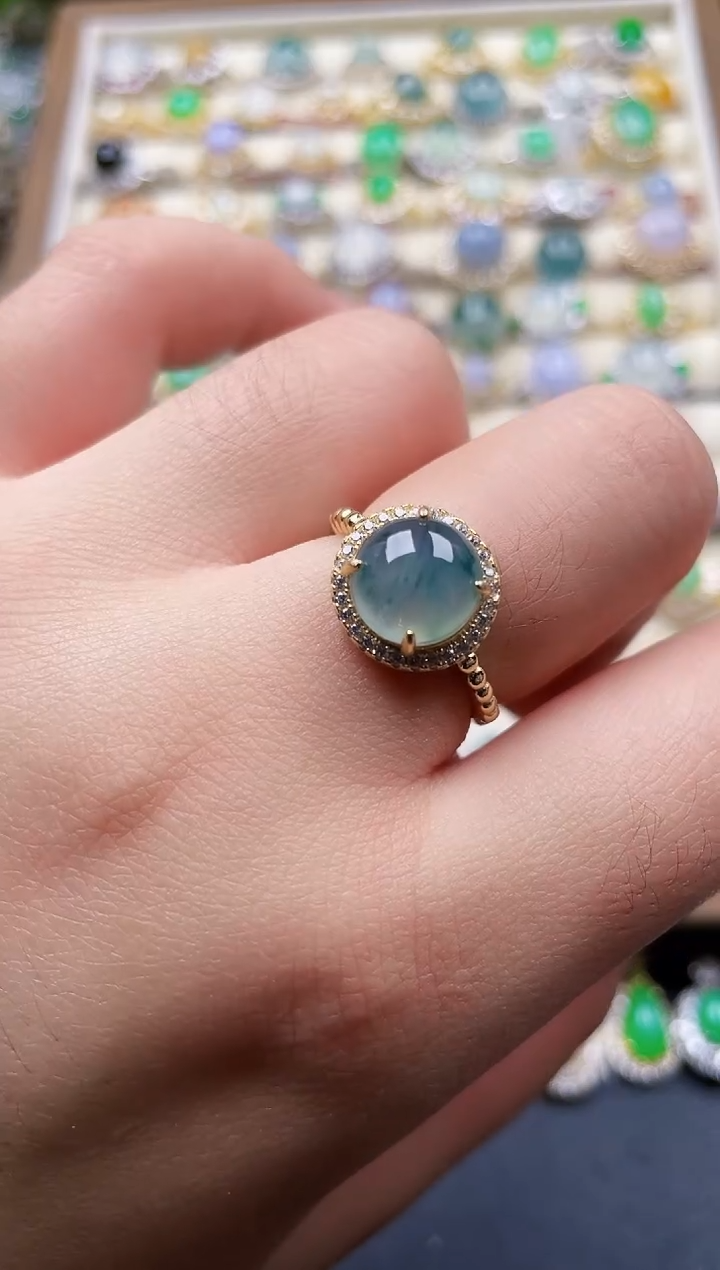 银S925镶嵌戒指翡翠60