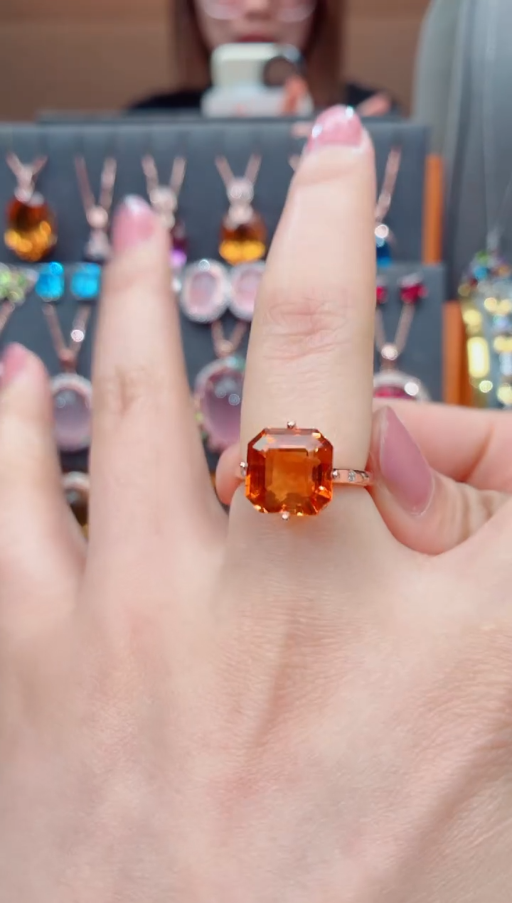 银S925镶嵌戒指黄晶黄晶戒指