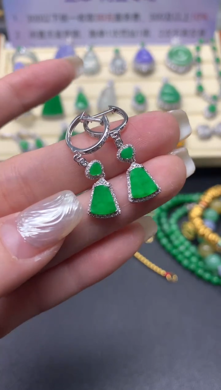 【闪购商品】翡翠耳饰18K金镶嵌耳饰|5800+580