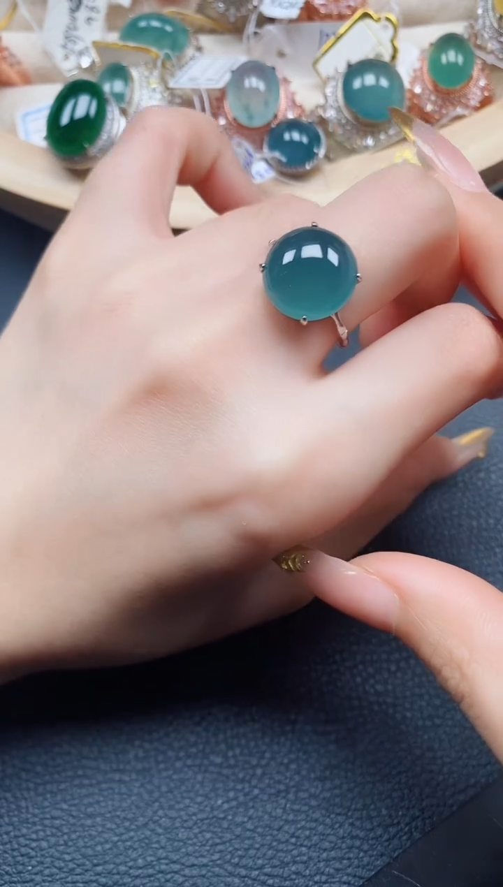 【闪购商品】翡翠戒指银S925镶嵌翡翠