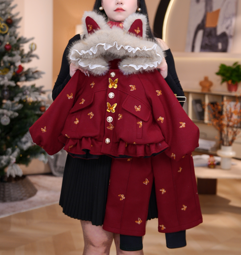 冬季女童加厚韩版外套上衣外套裤子套装DC40782