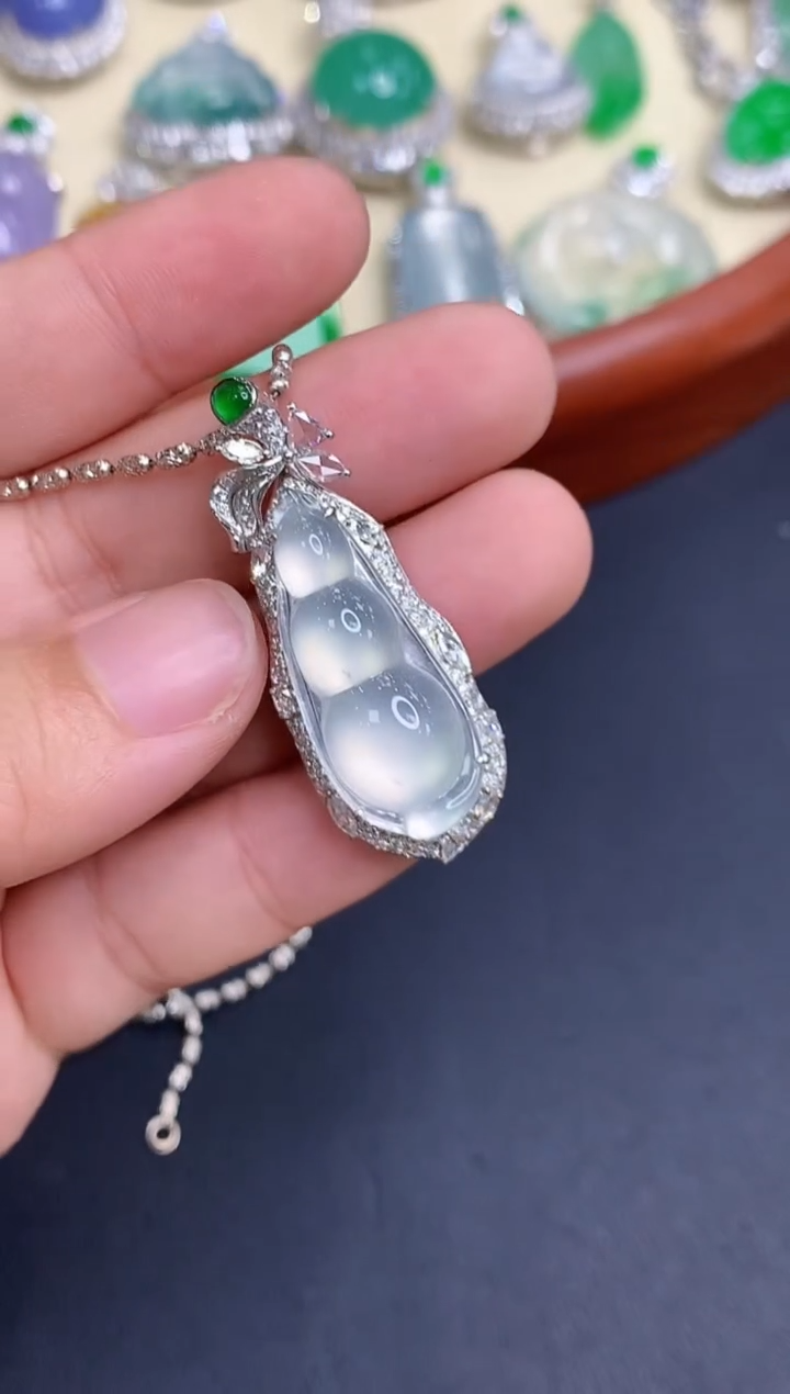 吊坠(不含链)18K金镶嵌翡翠613-中国好珍宝