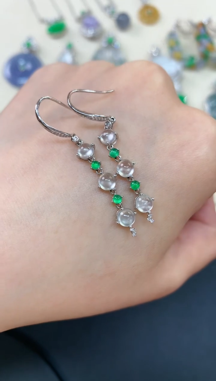 【闪购商品】翡翠耳饰18K金镶嵌A797|3800