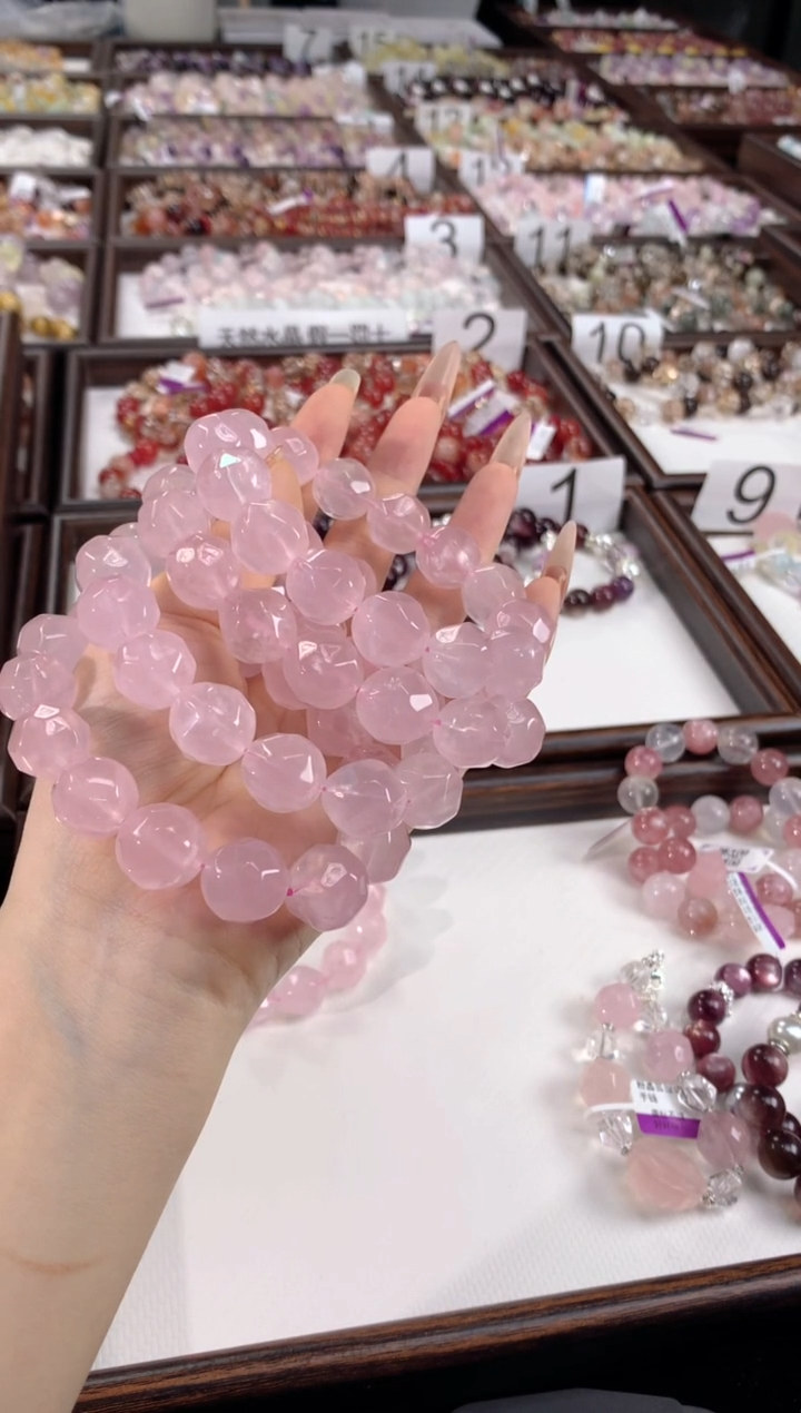 未镶嵌手链水晶粉晶奶酪单圈