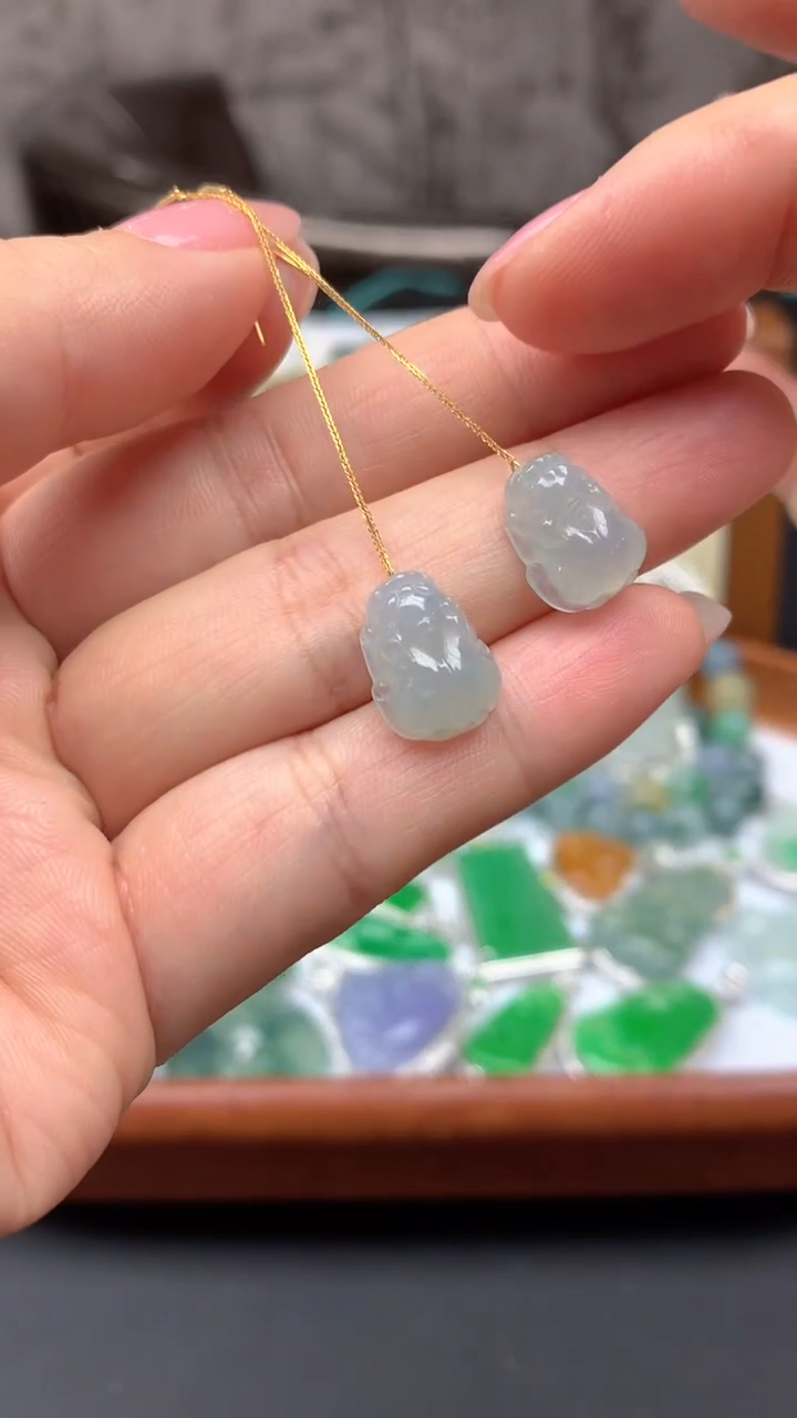 【闪购商品】翡翠耳饰18K金镶嵌51-天然翡翠