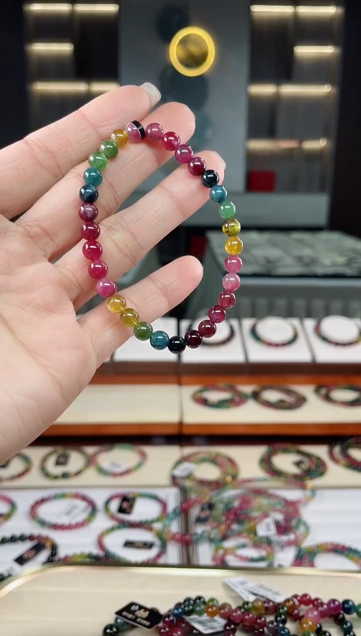 未镶嵌老矿碧玺三圈手串6mm+碧玺多样性发一条T
