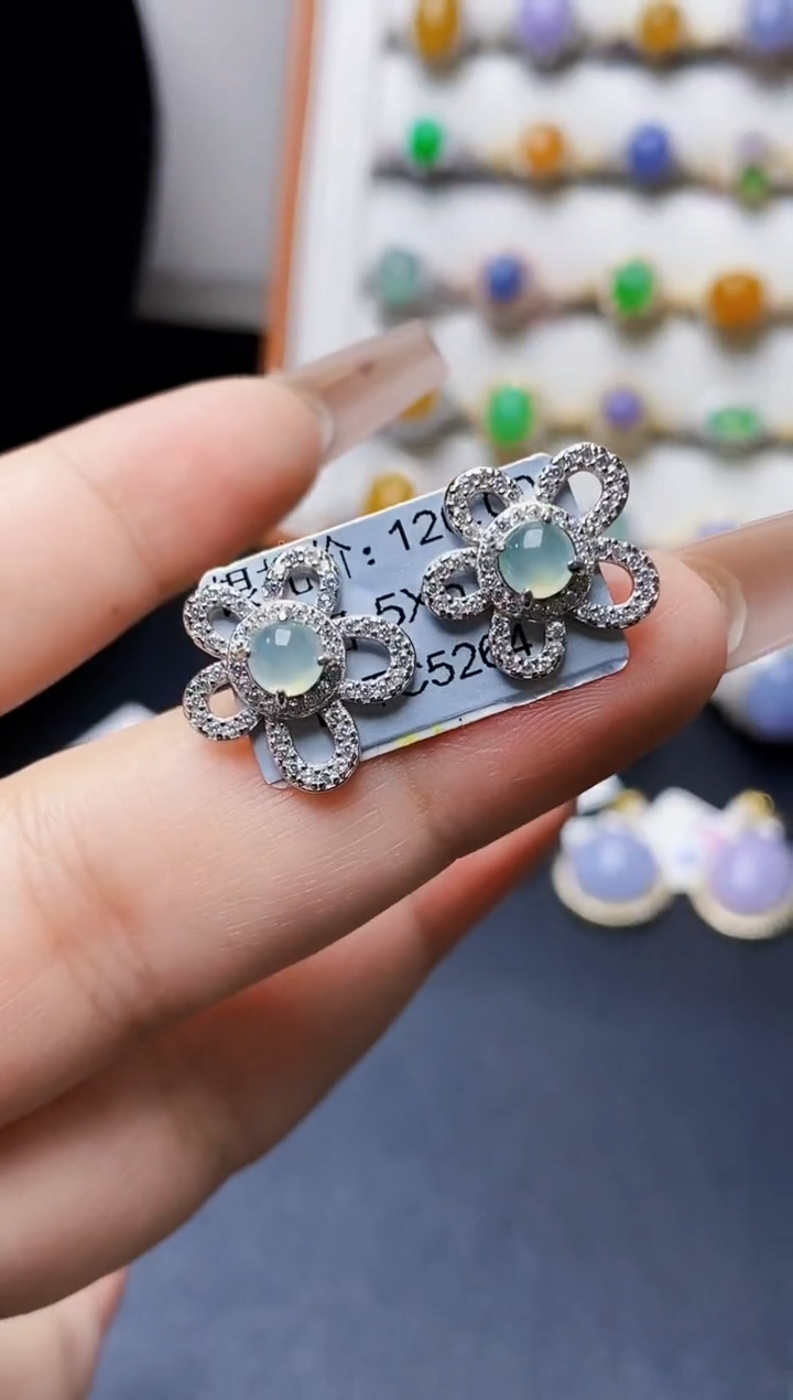 银S925镶嵌戒指翡翠0500