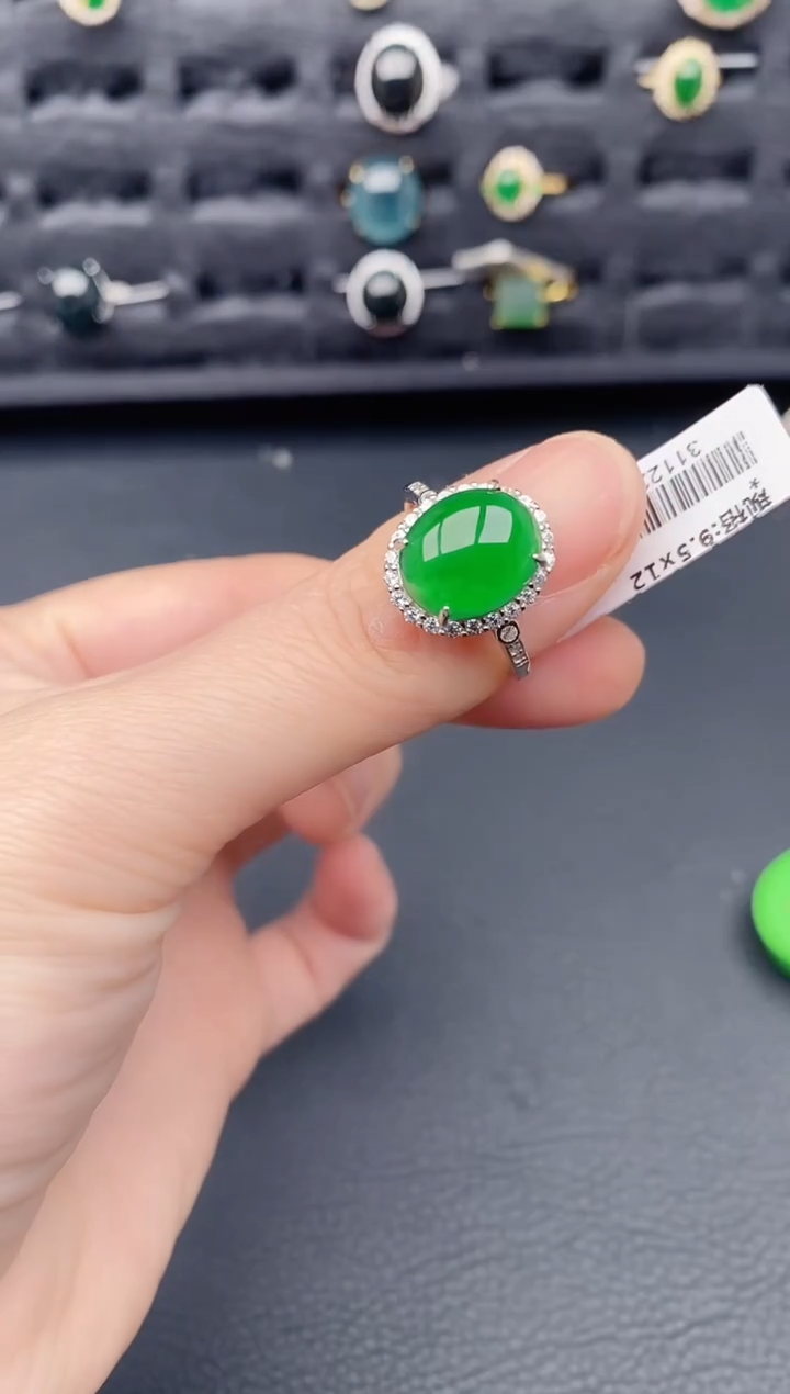 银S925镶嵌戒指翡翠天然a货翡翠560