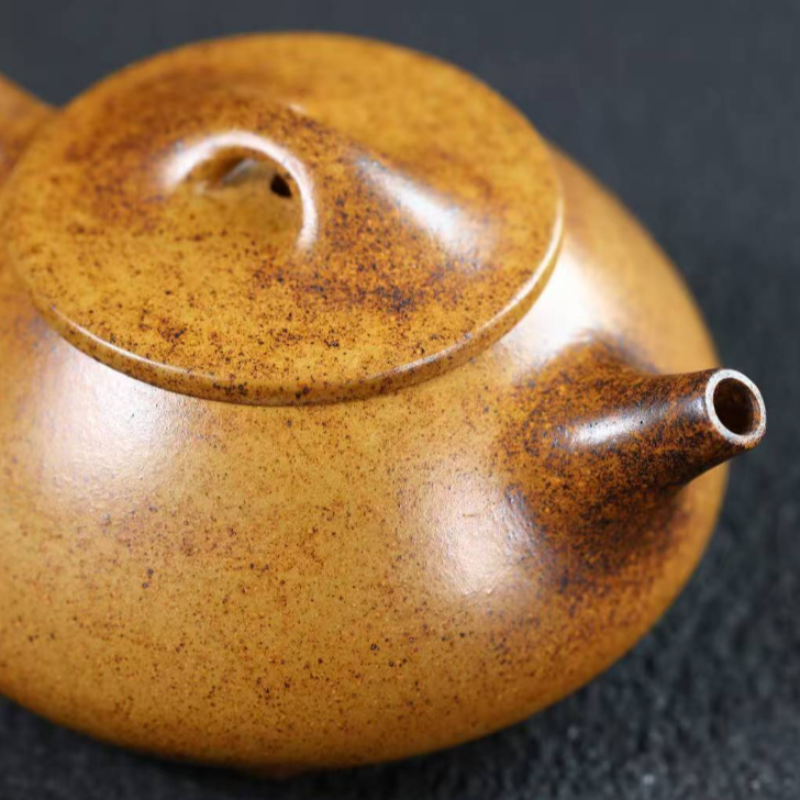 HB宜兴正宗紫砂壶高温原矿柴烧龙骨金砂光素石瓢壶家用高档泡茶壶