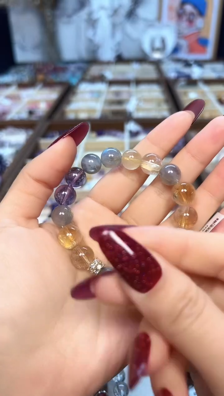 【闪购商品】水晶手链未镶嵌A160 天然紫水晶+灰月光手串