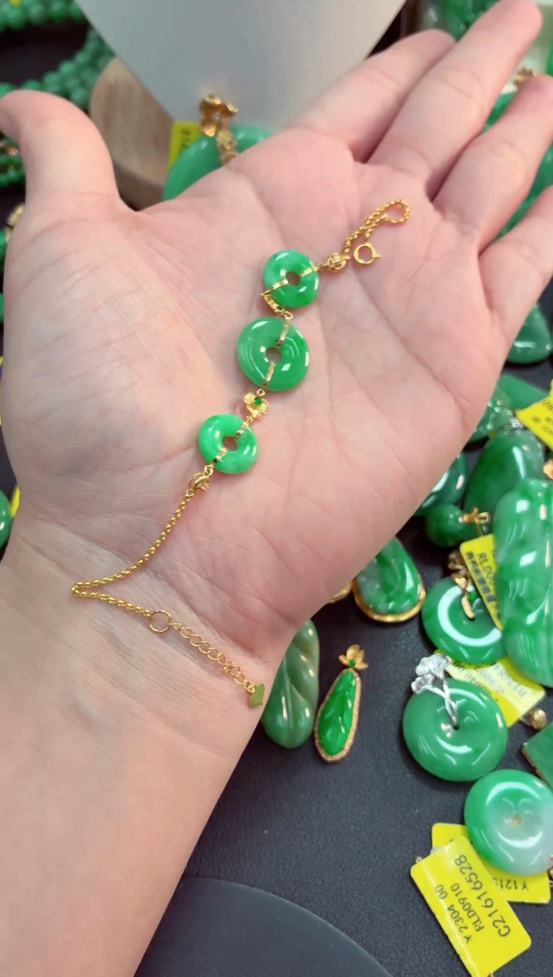 吊坠(不含链)18K金镶嵌翡翠天然缅甸翡翠A货