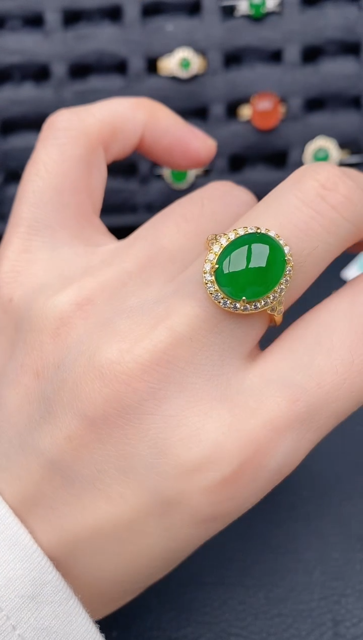 银S925镶嵌戒指翡翠天然a货翡翠231