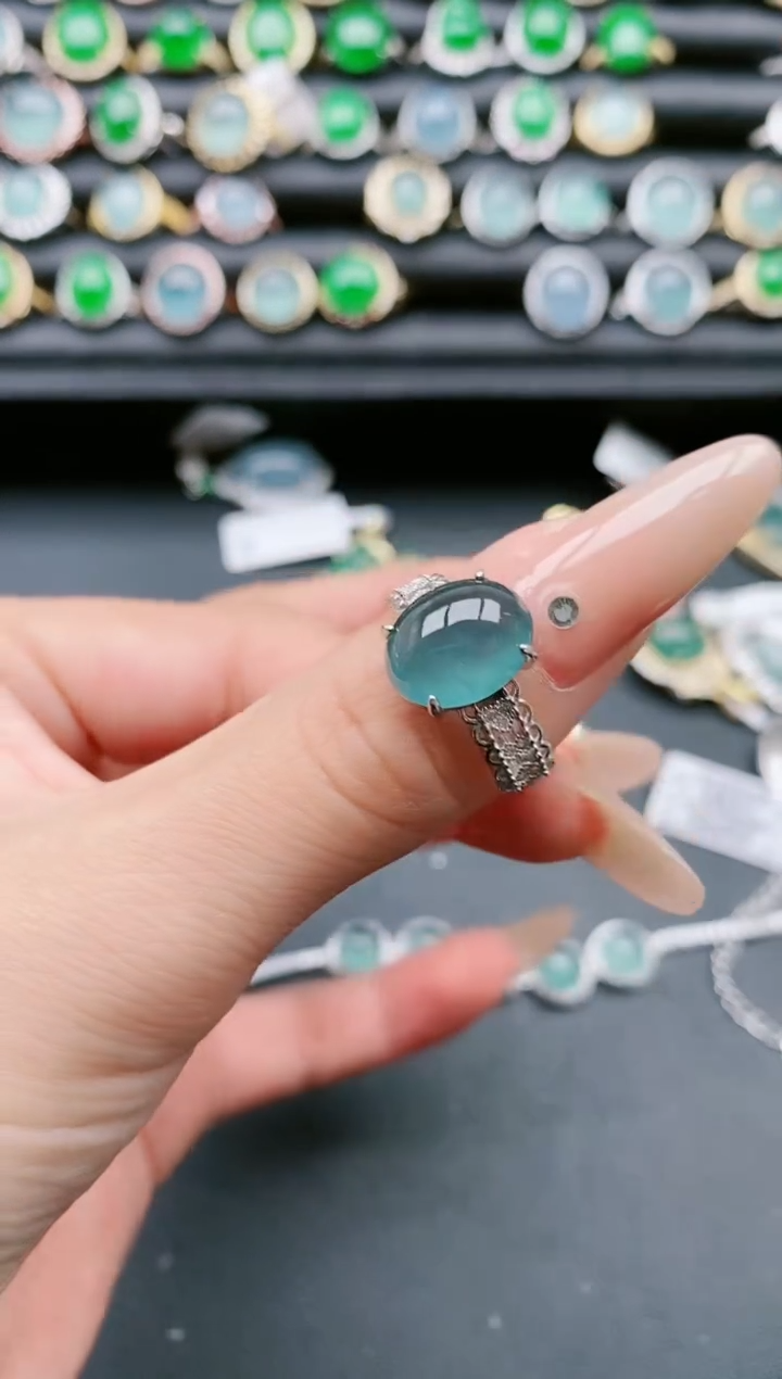 【闪购商品】翡翠戒指银S925镶嵌1111111