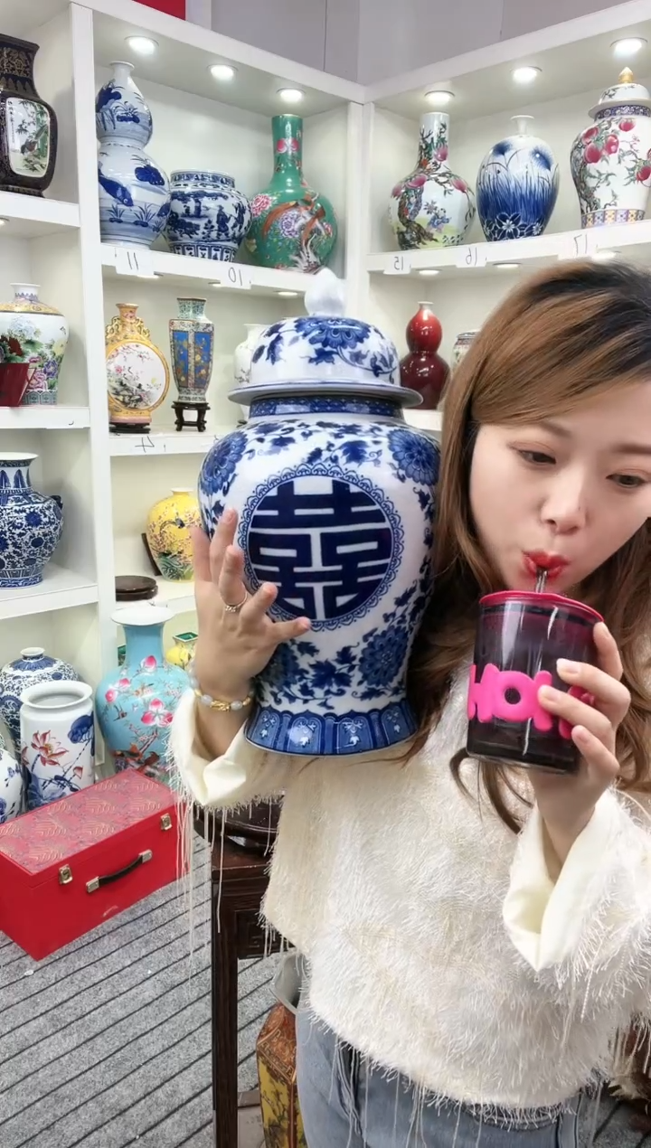 【闪购商品】陶瓷景德镇高温陶瓷摆件花瓶