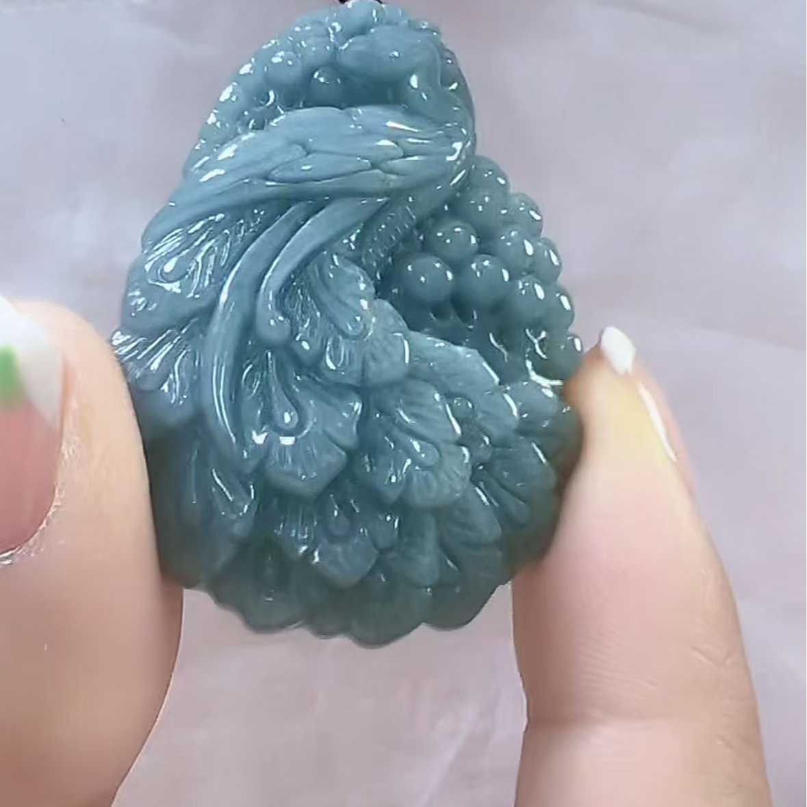 天然翡翠A货凤凰（多样性发货发其一）宽33-34高47-48厚9-11送绳