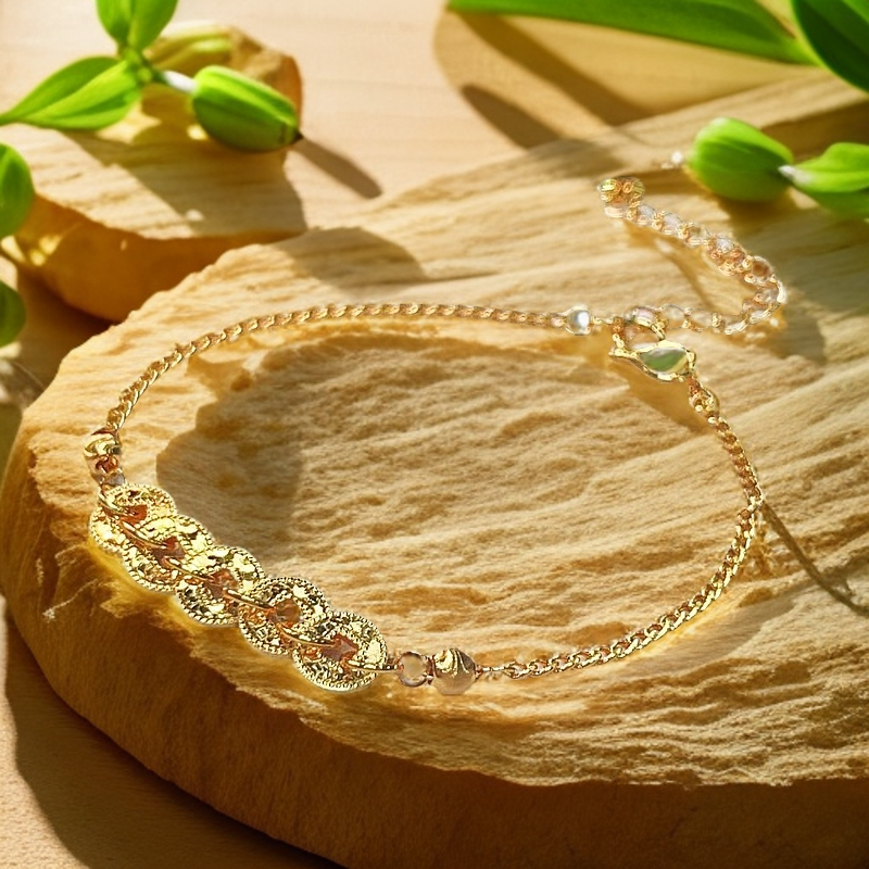 Y-6168  时尚精工五帝钱手链  支撑工艺  +专柜礼盒