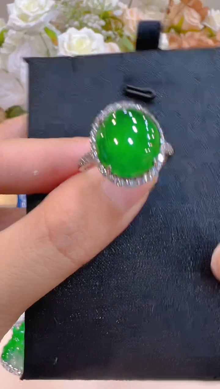 翡翠戒指银S925镶嵌多样性团购发一件