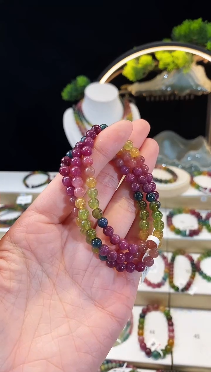 【闪购商品】碧玺手串未镶嵌G2407三圈颜色微差