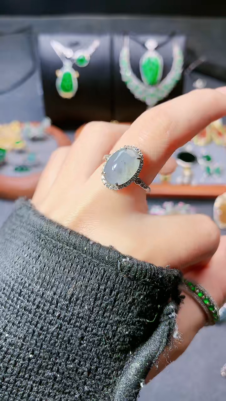 【闪购商品】翡翠戒指银S925镶嵌戒指