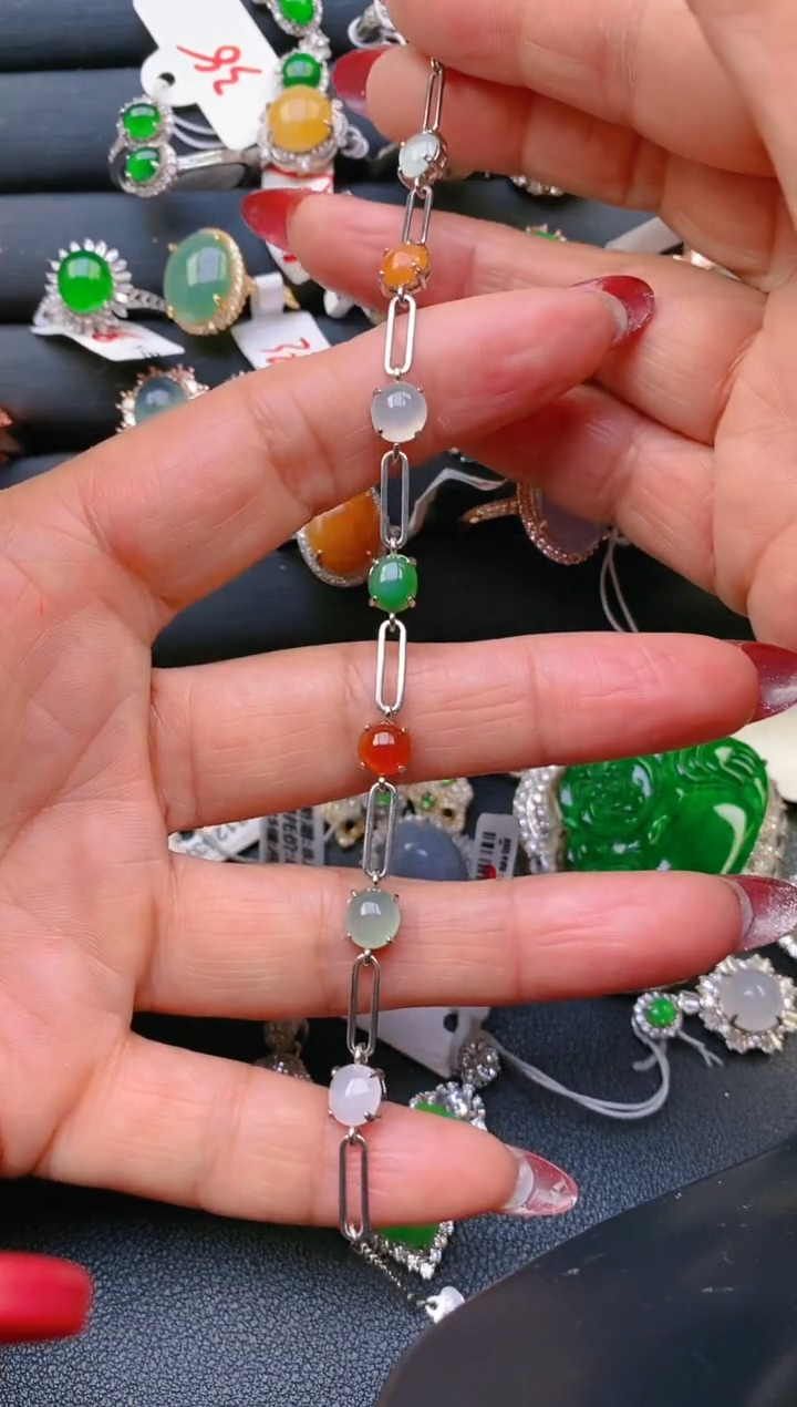 【闪购商品】翡翠戒指银S925镶嵌天然A货翡翠1