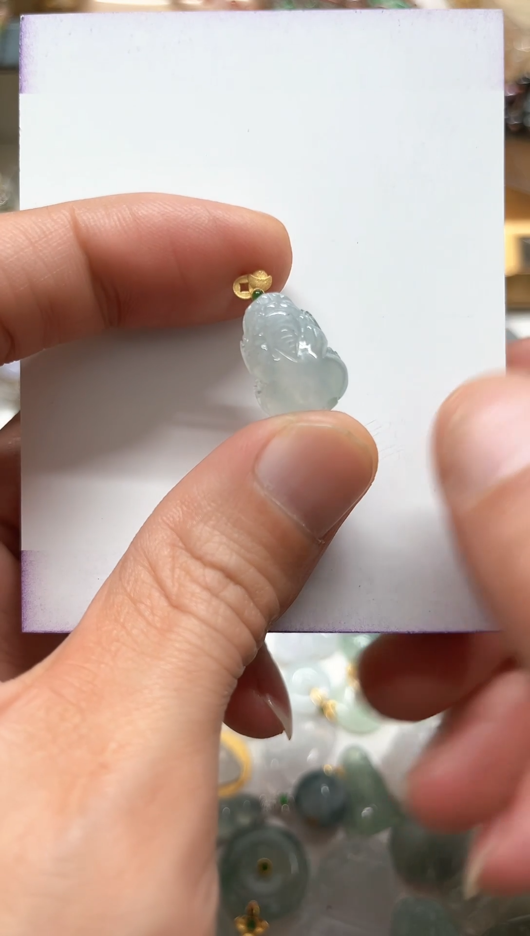 【闪购商品】翡翠颈饰18K金镶嵌天然缅甸A货翡翠吊坠