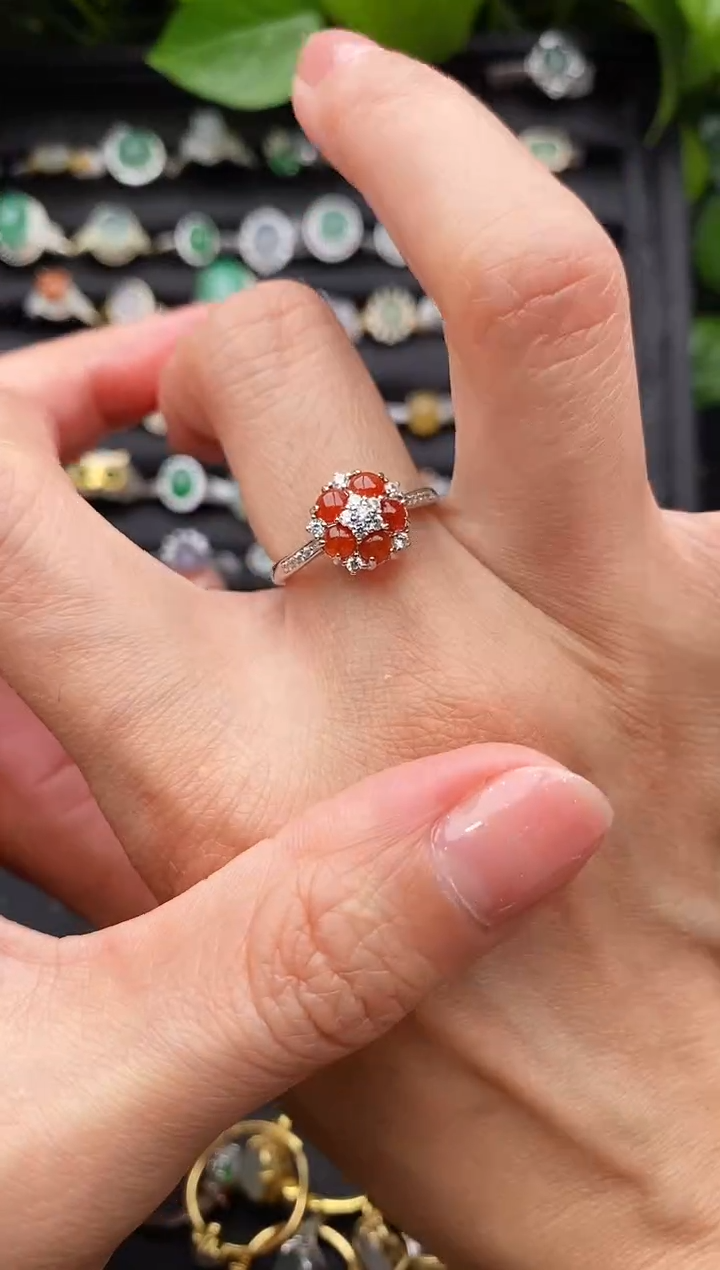 【闪购商品】翡翠戒指银S925镶嵌缅甸天然A货翡翠222   2-3