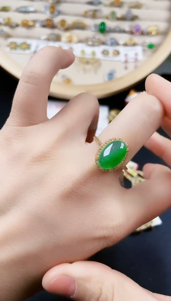 翡翠银S925镶嵌戒指465464