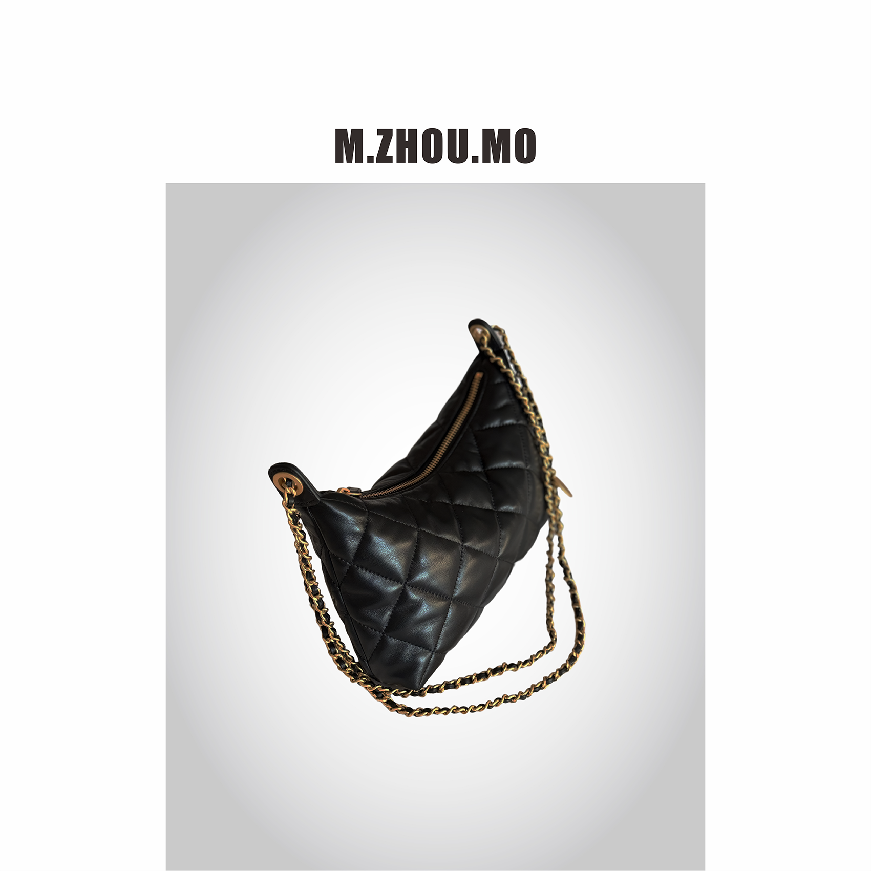 M.ZHOU.MO【 黑金菱格饺子包 】简约百搭女士包袋可单肩斜挎