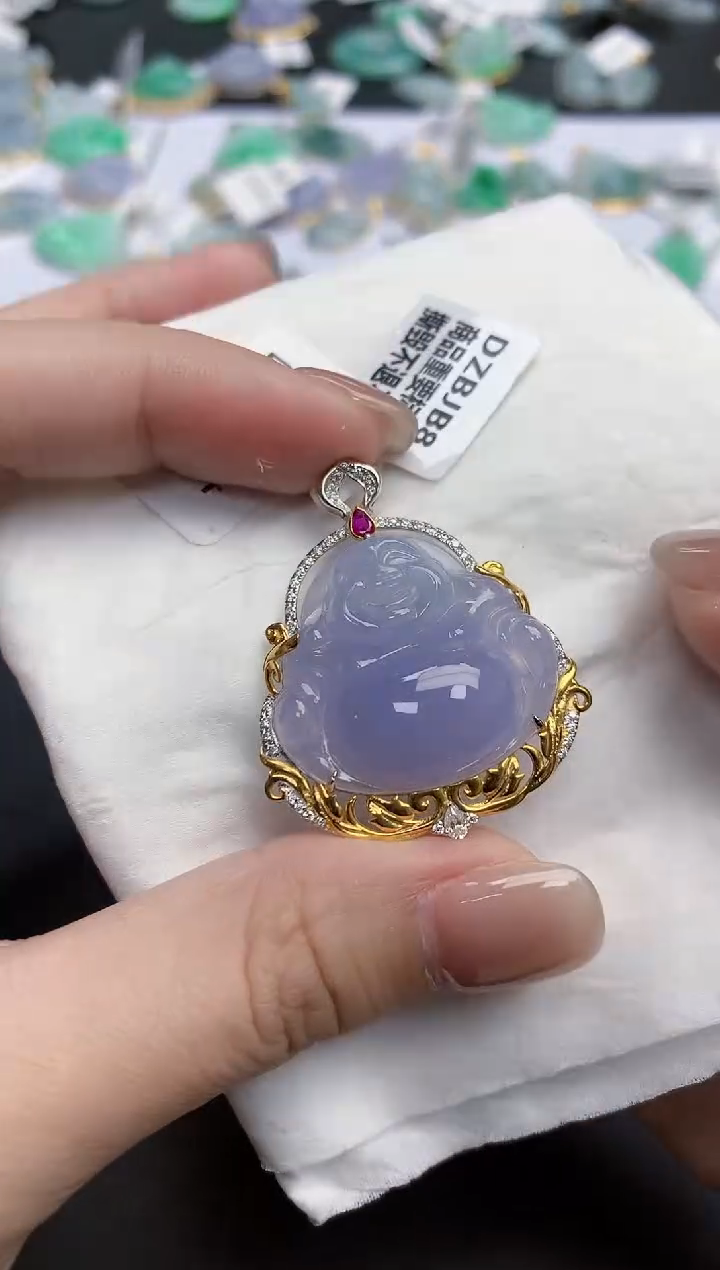 【闪购商品】翡翠颈饰18K金镶嵌天然缅甸翡翠A货