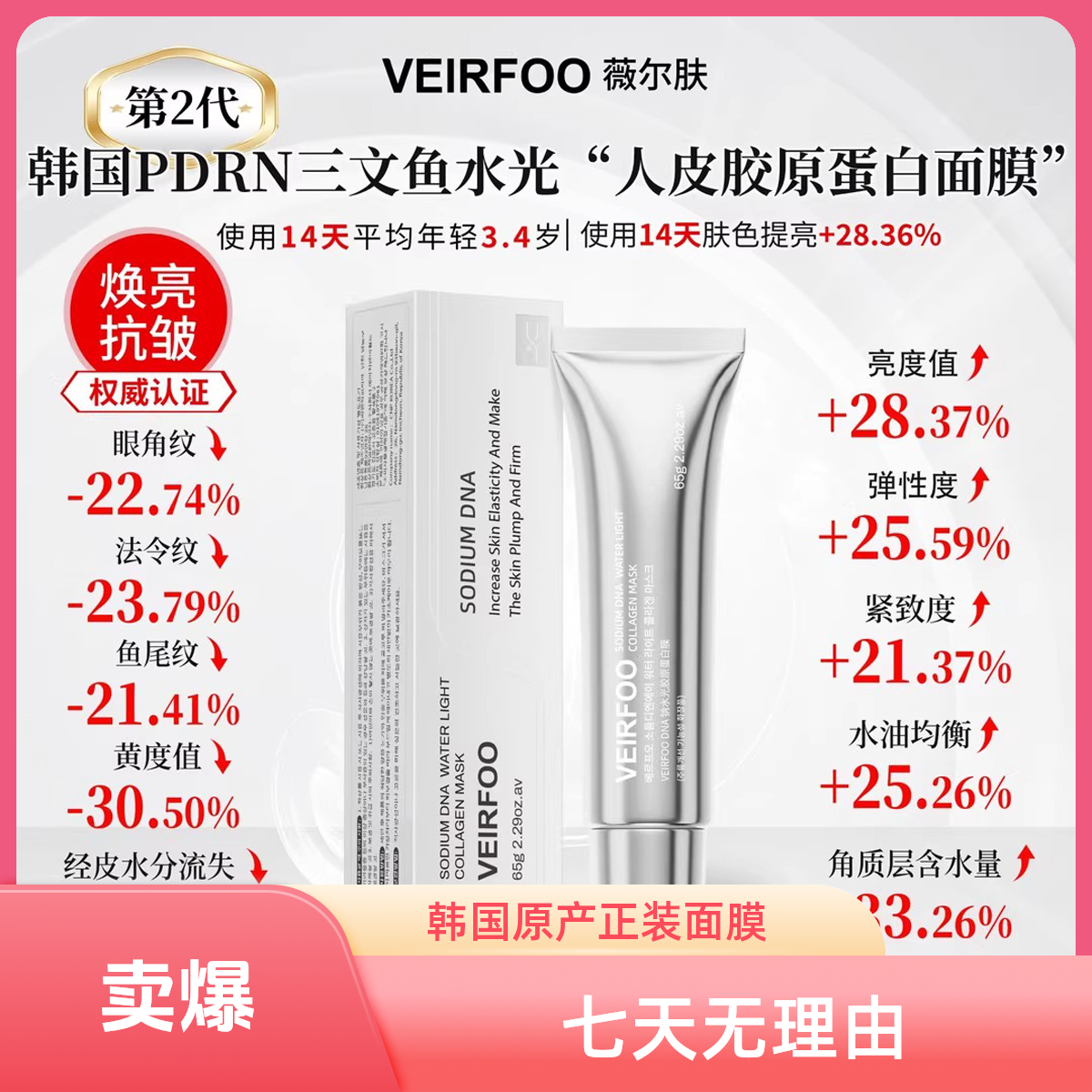 【妞达人专属】薇尔肤VEIRFOO面膜VE补水紧致保湿DNA钠水光胶原面膜
