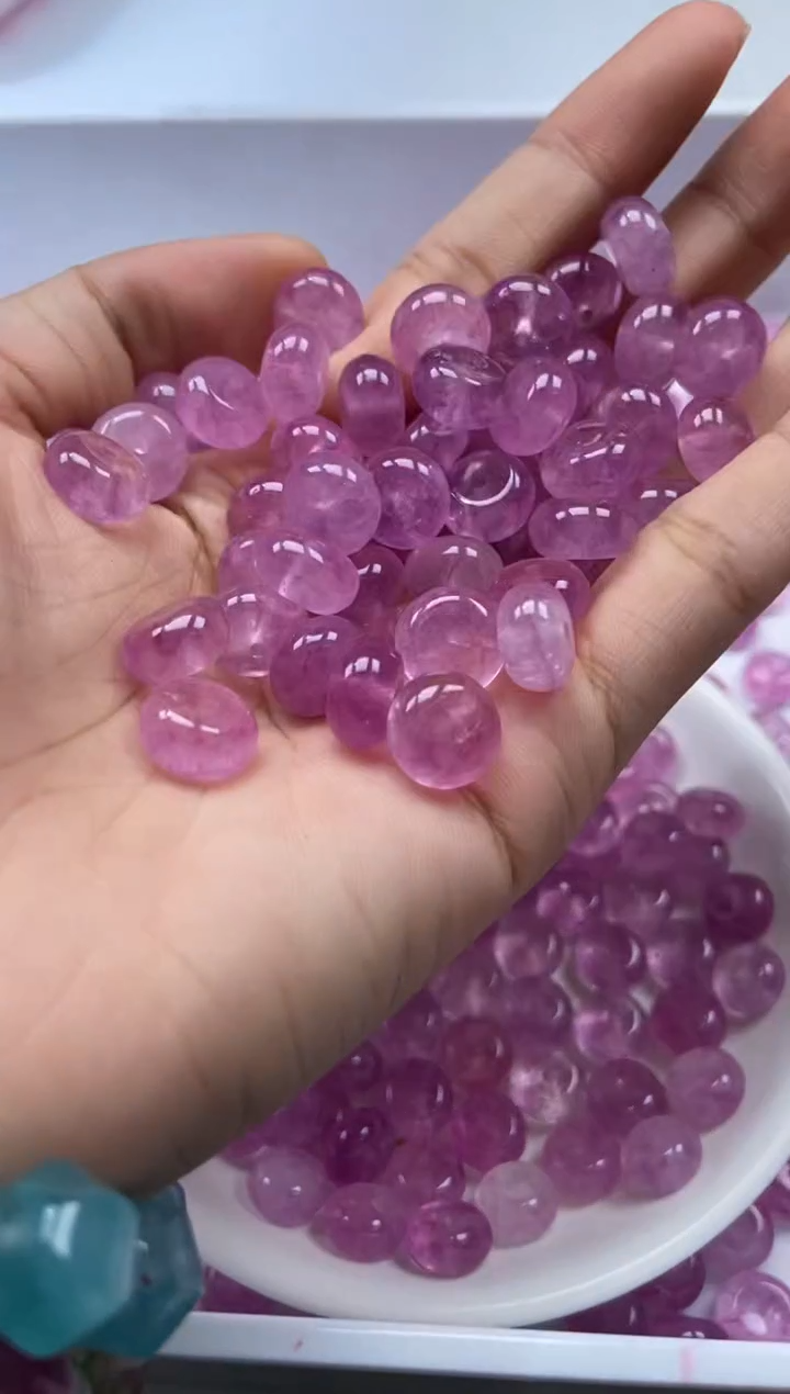 颈饰未镶嵌水晶W3391-卢比莱粉碧玺算盘10*6mm*10颗