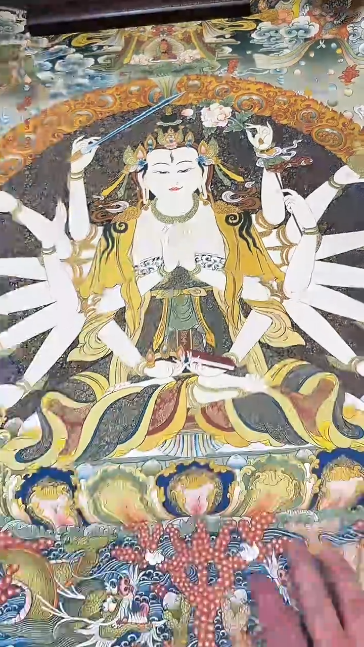 卷轴画【主播精品】高端卷轴画——唐卡AA202千手千眼观音
