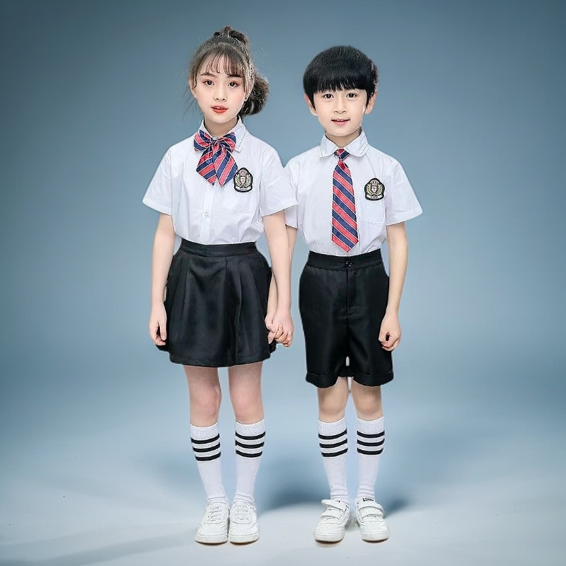 学院风演出服童趣毕业礼服服装演出服英伦女童衬衫夏季儿童表演服