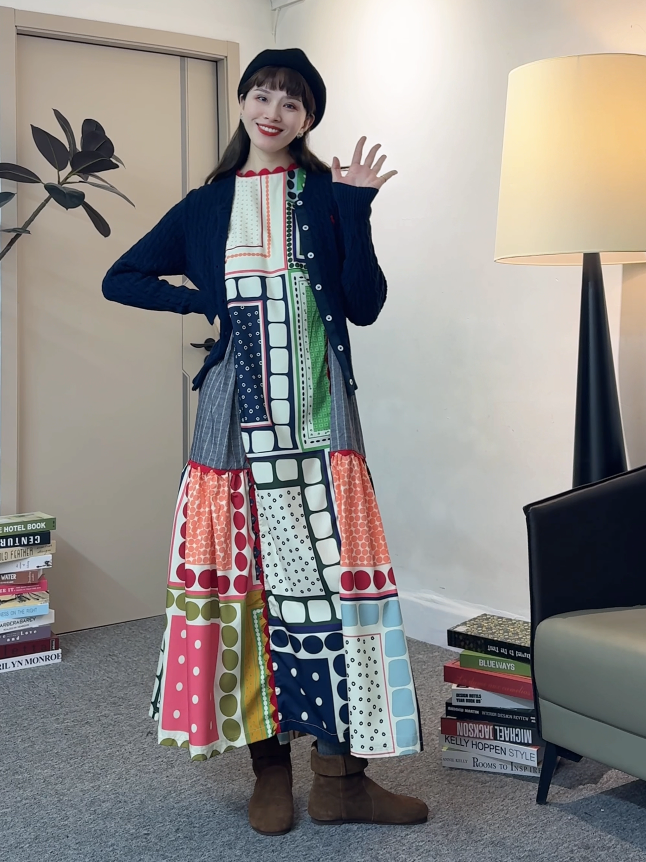 多巴胺穿搭彩色拼接无袖背心连衣裙女民族风中长款三亚度假长裙秋