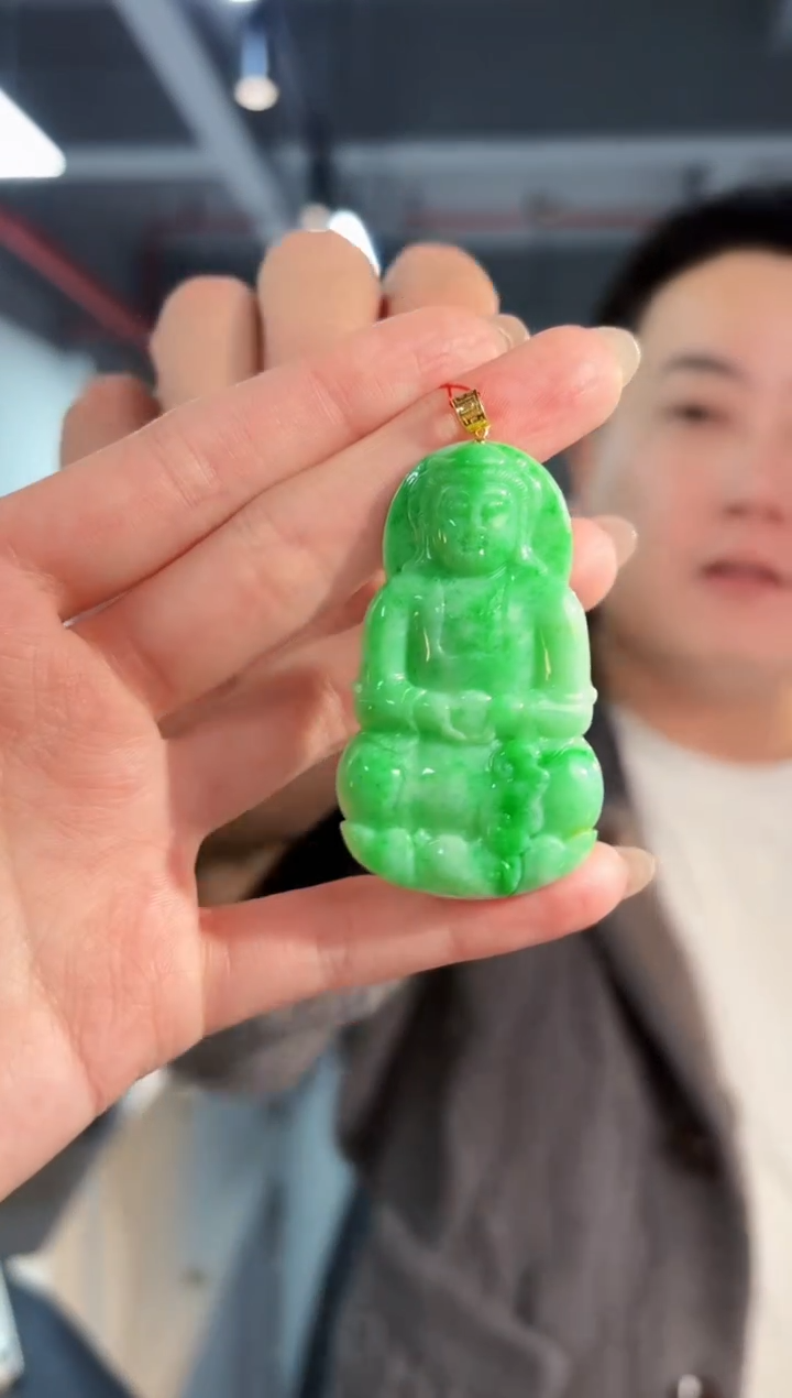【闪购商品】翡翠颈饰18K金镶嵌缅料A货/支持复检/一件