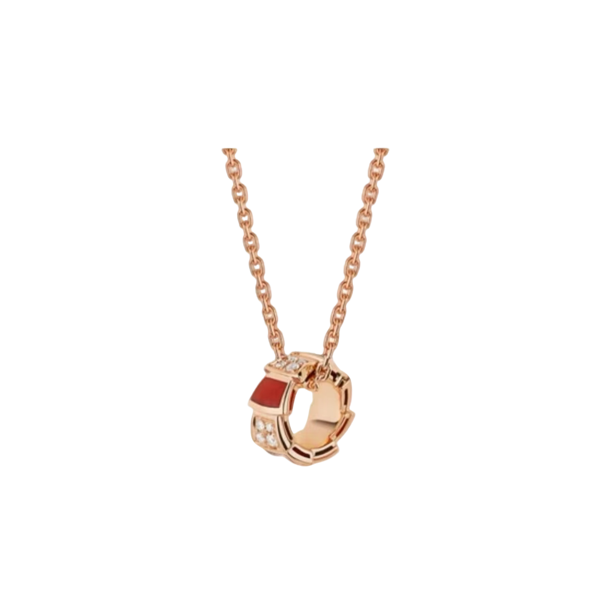 99新 BVLGARI/宝格丽 宝格丽项链带钻红色灵蛇时尚轻奢气质