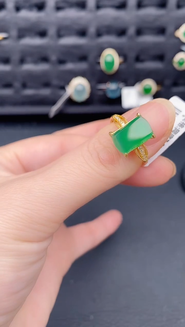 银S925镶嵌戒指翡翠天然a货翡翠198