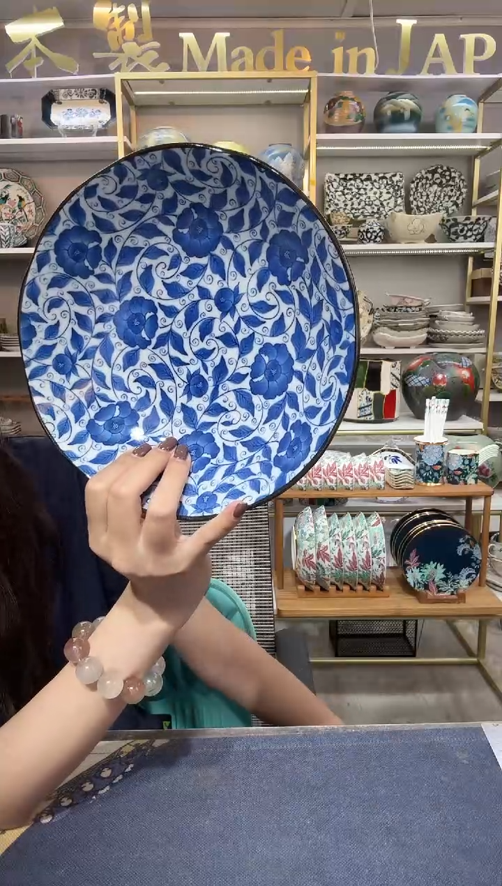 陶瓷古伊万里牡丹深盘21cm2支