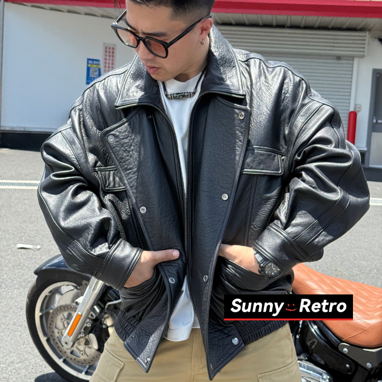 SunnyRetro【逍遥之夜】男士男款时尚真皮皮衣秋季新品翻领