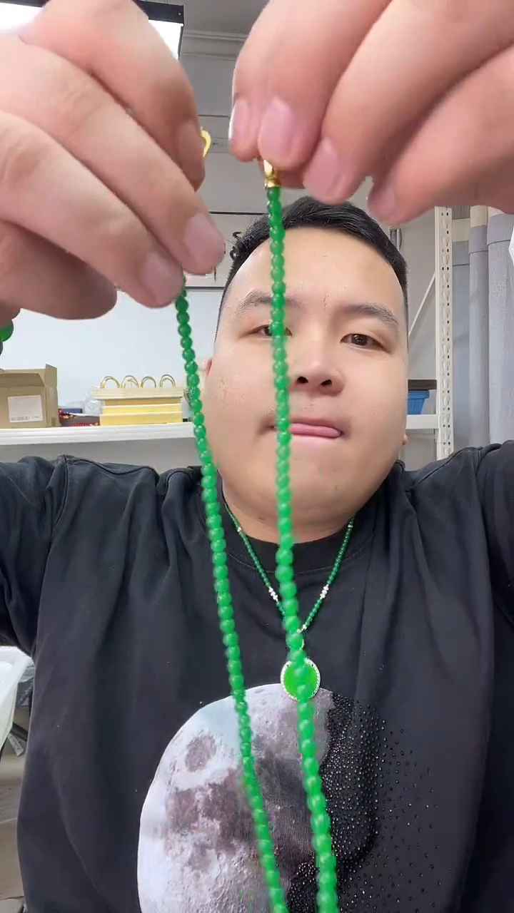 颈饰14K金镶嵌翡翠237小米珠