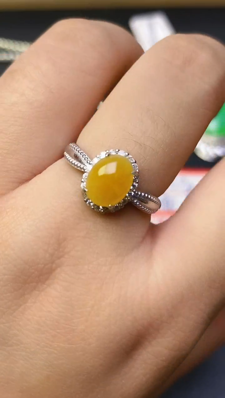 翡翠戒指银S925镶嵌百内无证书