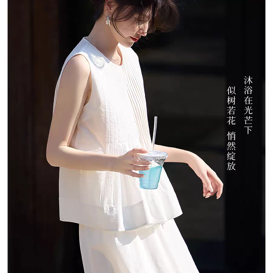 夏季新款优雅气质白色小衫