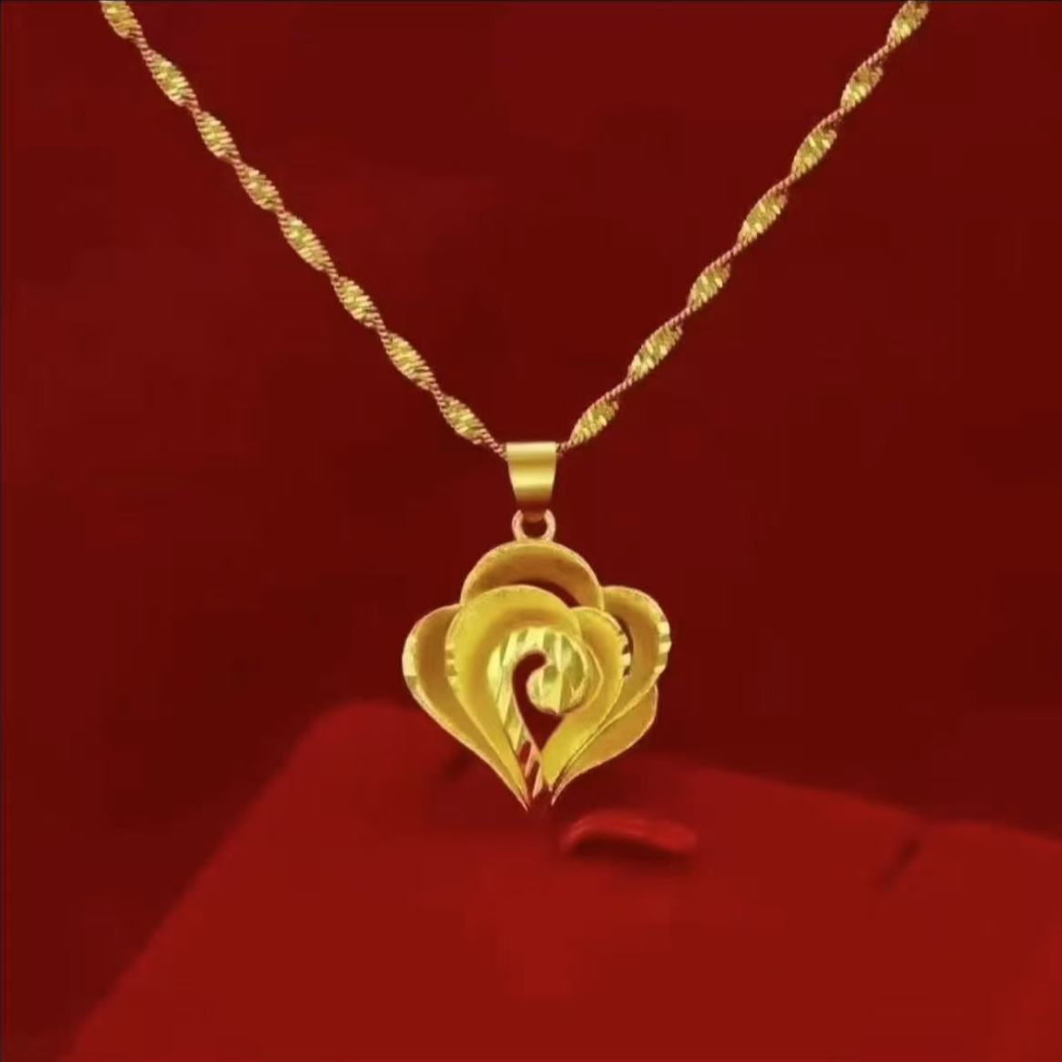 【喜】海洋之心 心心相印玫瑰花吊坠赠链子