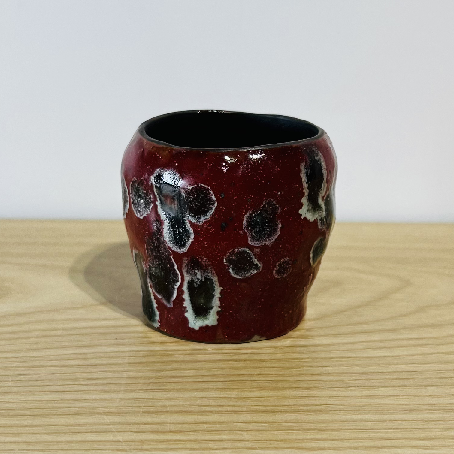 闻兮茶器寻梵窑变红主人杯平底陶瓷茶杯