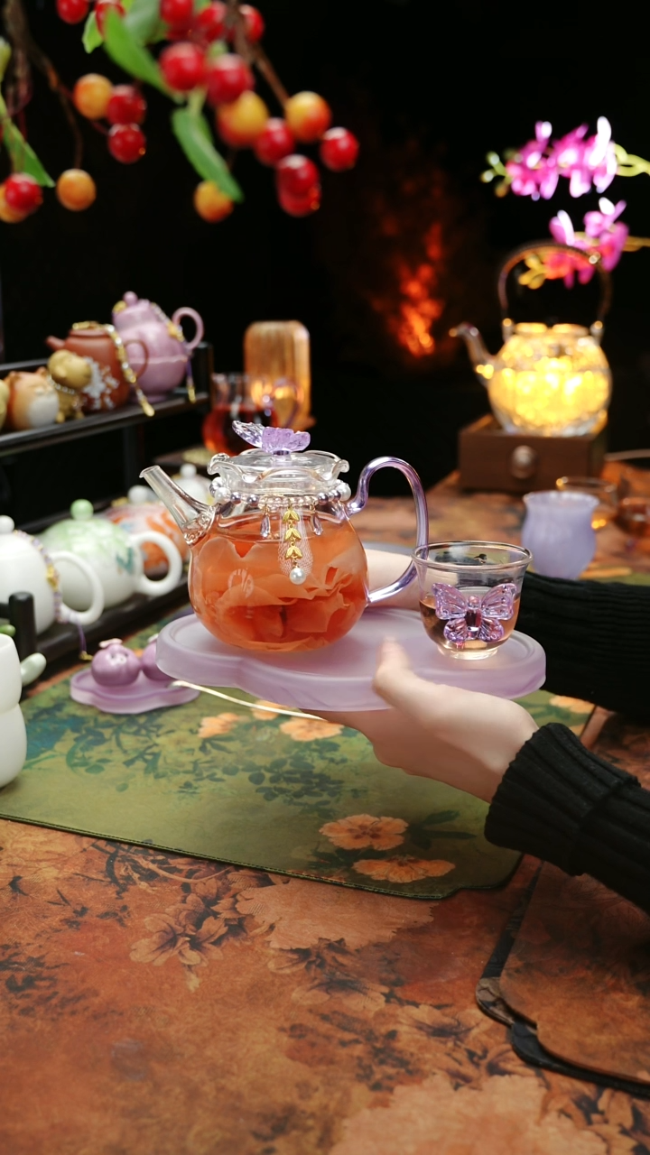 【闪购商品】紫色壶承+茶壶+链子+杯子