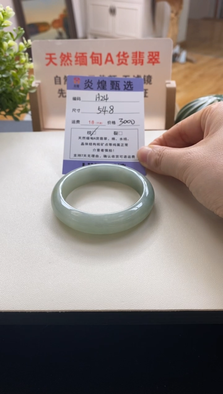 未镶嵌手镯翡翠圈口54.5编码h24